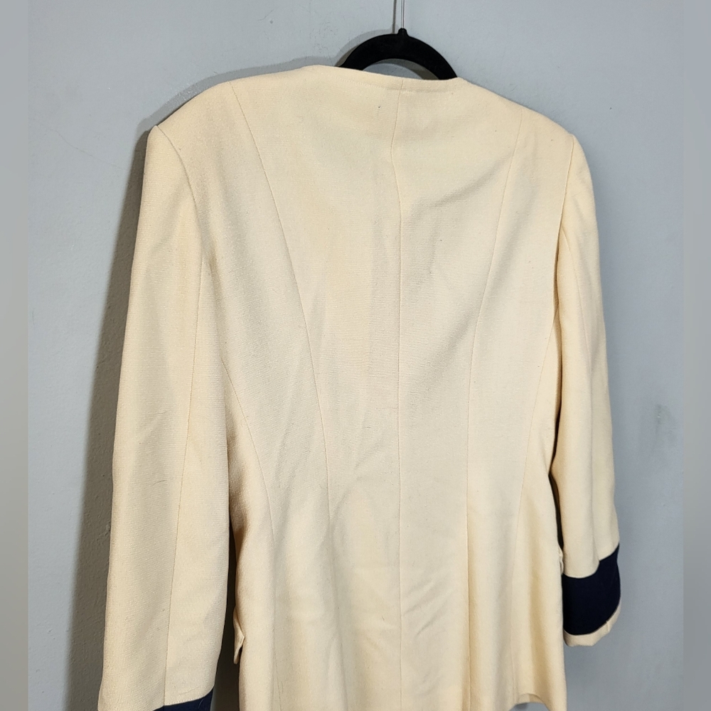 FENDI Vintage Blazer Size M* Woold Blend Patch Pockets Designer Tailor Fit Ivory - Picture 14 of 16